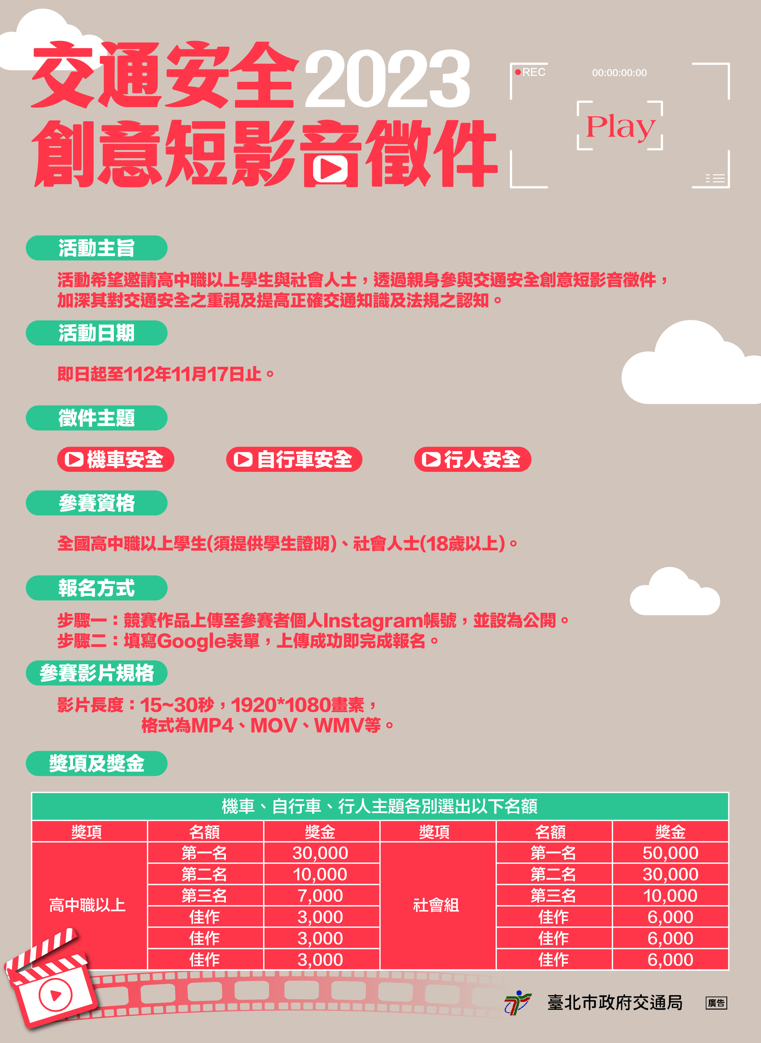 交通安全創意短影音徵件競賽