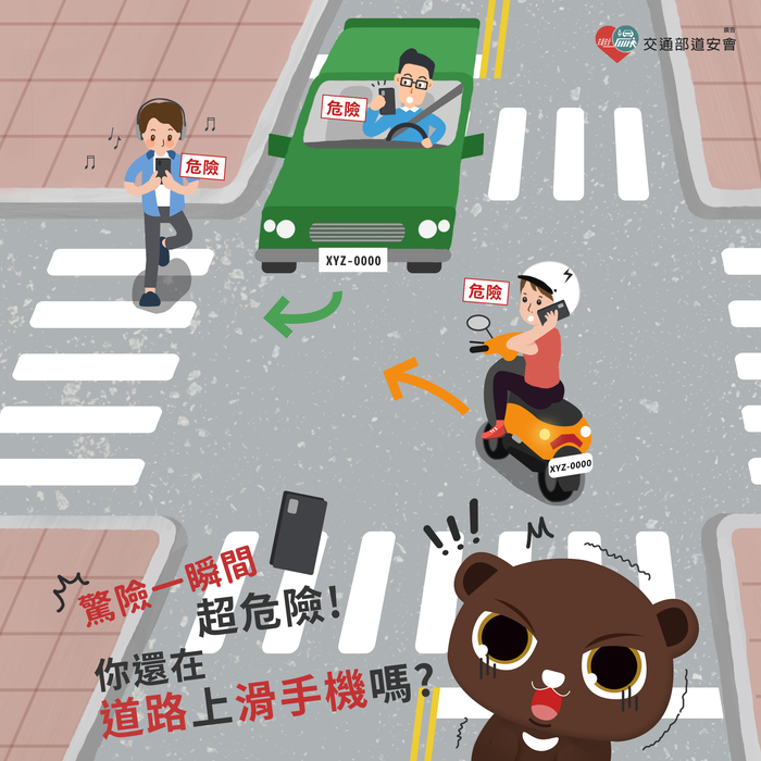 驚險一瞬間 超危險!你還在道路上滑手機嗎?